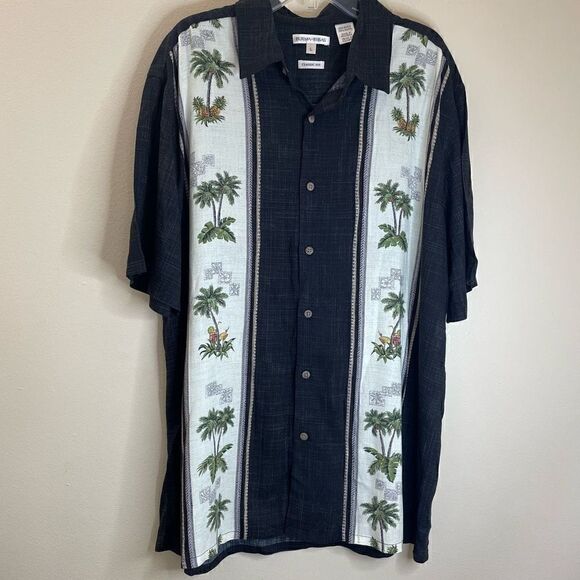 Burma Bibas|100% Rayon|Classic Fit|Palm Trees|Button up|Large - Picture 9 of 9